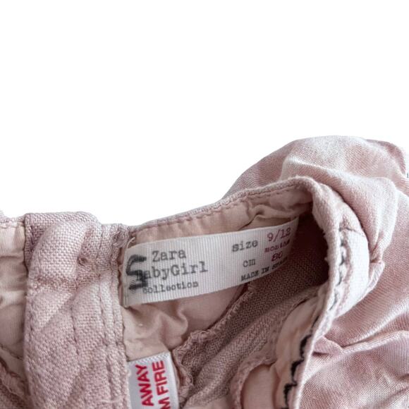 Zara girls ecru light peach ruffle plaid blouse size 9-12 - Picture 4 of 6